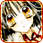 Pixelated static icon of a cartoon character with large expressive eyes, dark hair, and yellow-orange facial highlights against a white background with orange border.