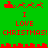 Green background with red pixelated text and icons showing "I LOVE CHRISTMAS!" repeated twice in two , each containing a sleigh and reindeer icon above the text