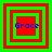Four square display nested red and green borders with blue text reading "Grace" in each, arranged in a