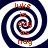 Four identical spiral patterns with orange text reading 'luke is gay as høy' on a dark blue background.