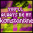 identical pixelated frames showing repeated text over a purple and green background with black borders