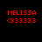 Red pixelated text on black background showing 'MELISSA' above '(33333)' in two identical side-by-side