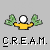 Animated contact sheet of a pixel art icon showing a yellow stick figure with white head holding green leafy objects, with dollar signs above the figure in some frames and "C.REAM." text below.