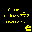 Four identical black square with yellow borders display pixelated text and a small icon, arranged in a