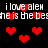 Pixelated red hearts float against a black background with repeated white text reading "i love alex he is the best" in two horizontal bands.