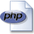 Static pixel art of a light blue document icon with a folded top-right corner, overlaid by a blue oval containing black text reading 'php'.