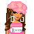 Pixel art contact sheet showing three frames of a cartoon woman in pink attire with text labels "sweet" and "sexy" below each frame.