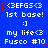 Blue background with white pixelated text and red star accents arranged in a pattern