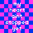 Pixelated text on a blue and pink checkered background with a heart-shaped outline in the center.