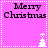 A pink square icon with 'Merry Christmas' text and a white pixelated tree that alternates between having a star on top and no star.