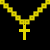 Animated contact sheet of yellow cross pendants on chains with 'BLING' text, showing frame-by-frame motion across 25 sampled frames in a 5x5 grid layout.