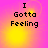 Four identical display "I Gotta Feeling" text over a pink and yellow gradient background with subtle circular light effects