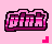Pixelated pink and purple text icon on light pink background with small bright pink corner accent.
