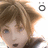 Pixelated cartoon-style icon of a character with brown hair and blue eyes, featuring a small circular symbol in the top-right corner on a white background.