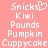 Pixelated white text on a solid pink background, arranged in two vertical with identical content