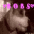Pixelated image of a character with light brown hair and a dark collar, overlaid with pink text elements in different configurations.