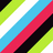 A static image of diagonal stripes in green, white, blue, red, black, and lime green on a white background with a gray section.