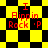 Yellow and black checkered background with red text "I Aippin Rock 'P" in four positions, transitioning from square to diamond-shaped