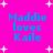 Bright pink background with white starbursts and blue text reading "Maddie loves Kaile" in four identical quadrants.
