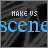 Animated sequence of 'MAKE US scene' text in various colors and styles over a dark striped background.