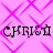 Pixelated text 'CHRIST' repeated four times on a pink diamond-patterned background with magenta lines.