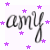 six shows the name 'asmy' in black cursive script with colored stars on different backgrounds