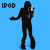 Six distinct poses of a silhouetted figure holding an iPod against six solid-colored backgrounds with "IPOD" text in the top-left corner of each