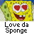 A pixelated cartoon character with heart-shaped eyes and a wide smile, accompanied by text elements on a gray background.