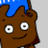 Pixelated character with brown body and blue top, smiling face on gray background; pink display text "The Chocolate Milk Dude says..." and "HI !!!! =]"