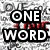 A split-screen animated icon with 'ONE WORD' on the left and 'LOVE' on the right, featuring pixelated text and heart symbols.