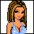 Pixel art contact sheet showing a female character in blue swimsuit with text elements across frames