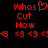 Red pixelated text and symbols on black background, with heart symbol replacing 'o' in 'Whos', multiple '<3' icons below.