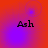 Red and purple gradient background with four instances of the text 'Ash' in black pixelated font, each positioned in a quadrant.