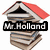 Stack of books with red roof, four display sequential text: Mr.Holland, is, da, BEST!!!