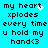 Pixelated text on cyan background with animated white heart symbols near 'my heart' in four variations.