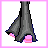 Animated contact sheet of a pixel-art doll icon with pink text phrases and character expressions across 11 frames.