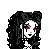 Pixel art contact sheet showing multiple frames of a gothic character with black hair, red eyes, and dark clothing alongside text reading "goths scare me!!" and "help!!" in red.