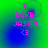 Four identical display pink text 'I LOVE JASON <3' over a green-to-blue gradient background with subtle circular patterns