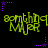 Green stylized text reading 'somthing' and 'Majar' on black background with purple star accents, animated as