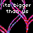 Pixelated icon with white text reading 'its bigger than us' over a black background and colorful abstract shapes.