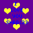 Purple background with yellow heart shapes and blue text reading "I LOVE YOU SHEA<33" arranged in a repeating pattern.