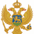 Golden double-headed eagle with crown, shield, and scepter on white background; red with yellow pixelated text "Montenegro <3 Luvs It!!"