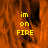 Animated icon with orange flame background and yellow text reading 'im on FIRE' in three lines, transitioning from full frame to partial frame with