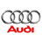 Static 48x48 pixel icon featuring the Audi logo with four interlocking rings above red text reading "Audi" on a white background.