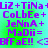 Pixelated text in purple on a green-to-cyan gradient background, with identical repeated lines of stylized characters and symbols.