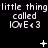Black background with repeated white text 'little thing called LOVE<3' in three , each containing three identical of the phrase