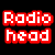 Pixelated text "Radio head" in red and white appears in a of six identical layouts on a black background
