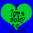 Green heart-shaped icon with black text "I love play to march" on blue background, pixelated style.