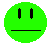 Green circular icon with black line art showing evolving facial expressions including eyes, mouth shapes, and a red tongue in some frames.