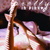 A static image shows a person in a pink outfit lying down with legs raised, overlaid with text reading "pretty in pink" in stylized fonts.